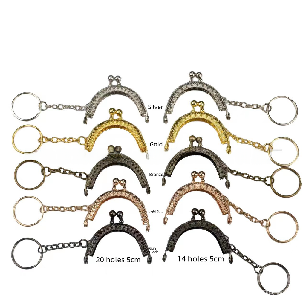 Handbag Hinge 5cm Semi-circle Plaid Straight Bead Mouth Gold with Key Ring Silver Bag Buckle Mouth Gold Bag Accessories