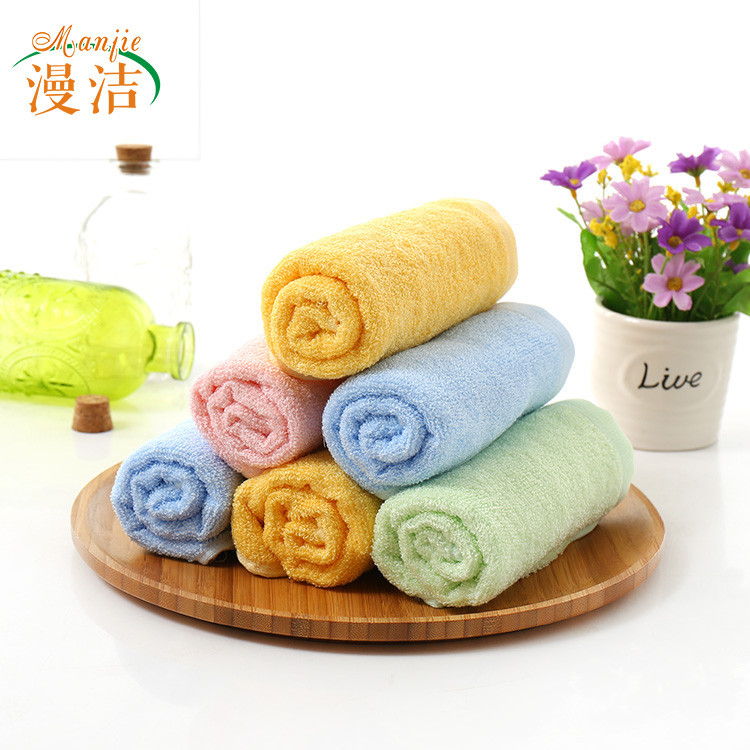 Wholesale bamboo fiber children's towel plain face towel children's towel baby 25*50 face towel embroidery logo