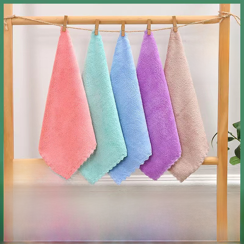 20 pieces of coral fleece square towel kitchen dishwashing cloth soft absorbent handkerchief plain hand towel