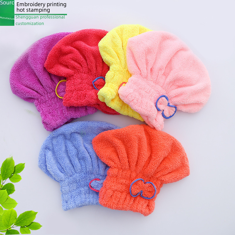 Coral fleece dry hair cap wholesale female thick super absorbent fine fiber bow shower cap a generation of hair