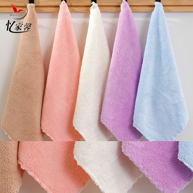 High density coral fleece square towel children's face square towel 30*30 plain cut edge kindergarten small towel can do LOGO