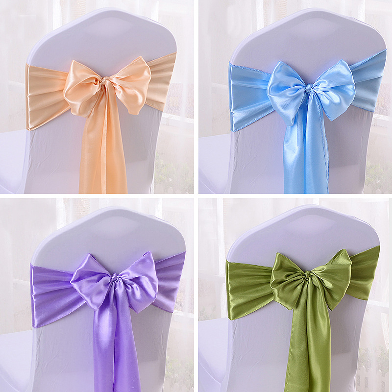 Wholesale wedding decorations satin ribbon ribbon banquet chair back Flower chair cover bow chair strap