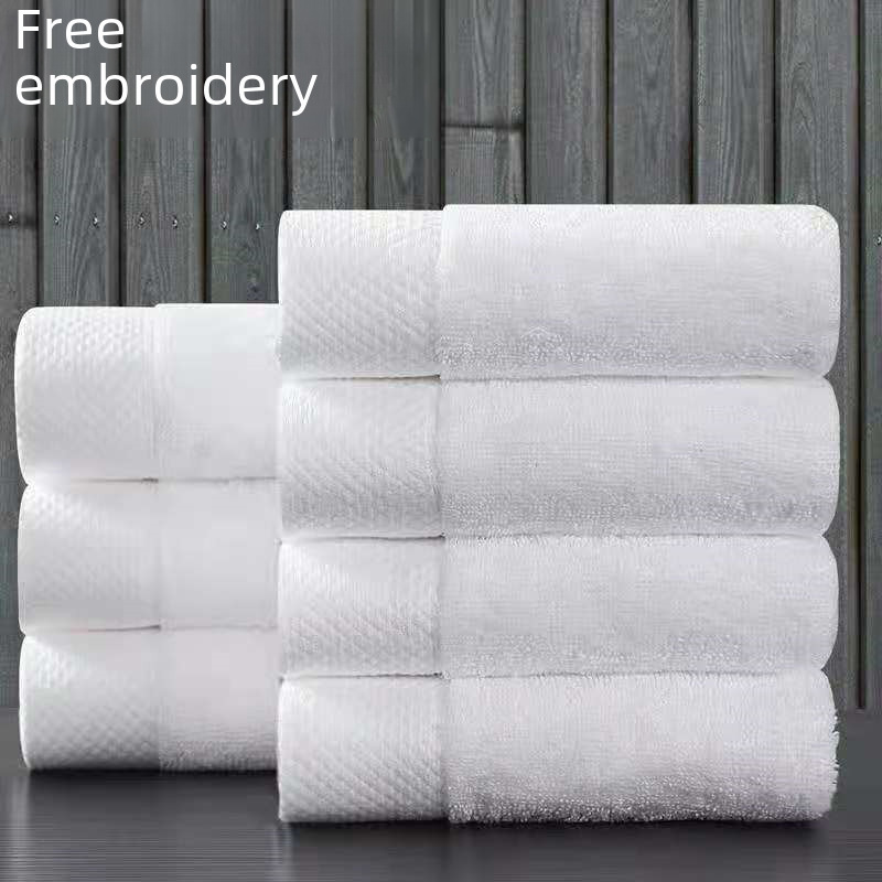 Embroidered logo bath beauty salon hotel towel increased thick cotton spiral white gift hotel bath towel