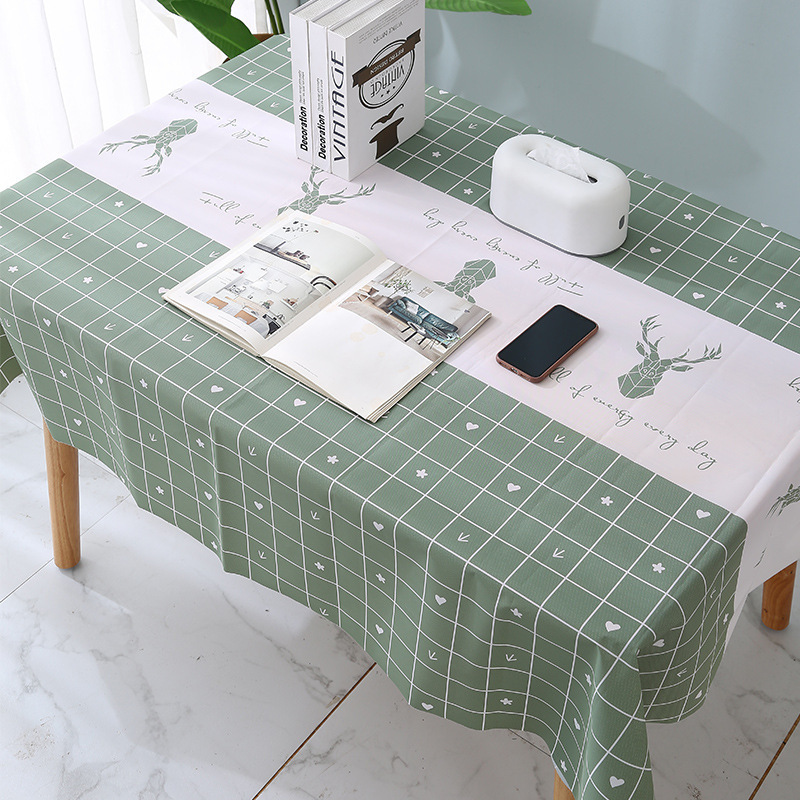 Check Tablecloth Nordic-style Disposable Tablecloth Household PVC Living Room Waterproof and Oil-proof Table Mat Student Desktop Table Mat