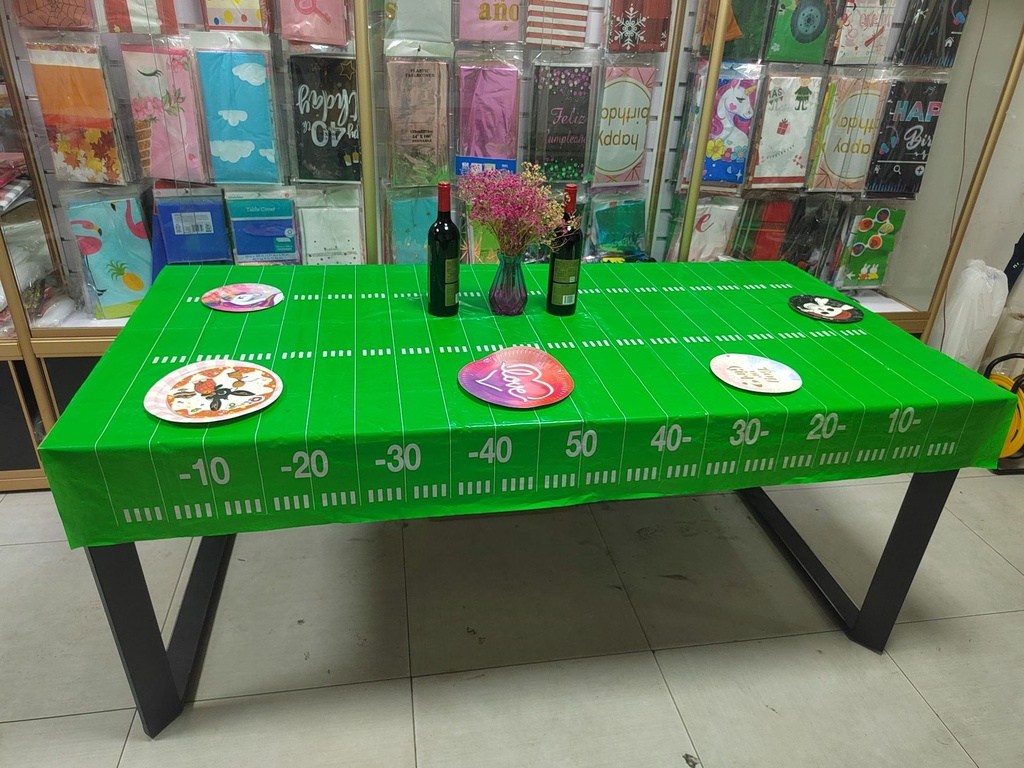 Factory Supply New Plastic Tablecloth Waterproof Oil Proof Rugby Party Disposable Wholesale Tablecloth