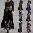 Europe and America Autumn and Winter New Hot Women's Printed Long-sleeved Elegant Slim-fit Long Dress for Women