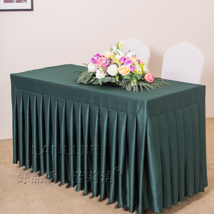 Meeting Room Tablecloth Solid Color Satin Desk Skirt Sign-in Activity Cold Dining Sign-in Table Skirt Table Cover Table Cover Fabric