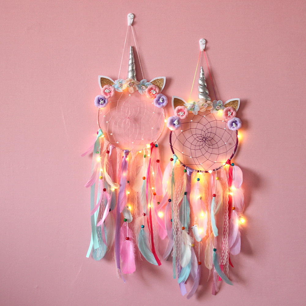 ins Style Unicorn Dream Catcher Girl's Heart Best Friend Gift Dream Catcher Wall Decoration Feather Pendant Dream Catcher
