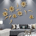 New Chinese Style Three-dimensional Flower Wall Decoration Creative Lotus Goldfish Decoration Wall Hanging Living Room Sofa TV Background Wall Pendant