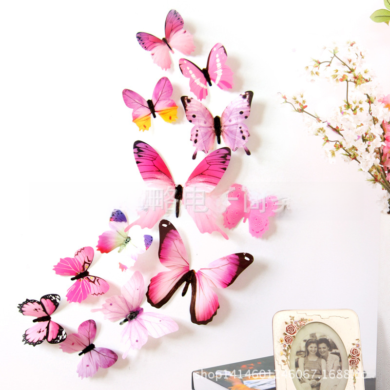 Factory direct 3D wall stickers new products listed simulation butterfly wall stickers refrigerator PVC