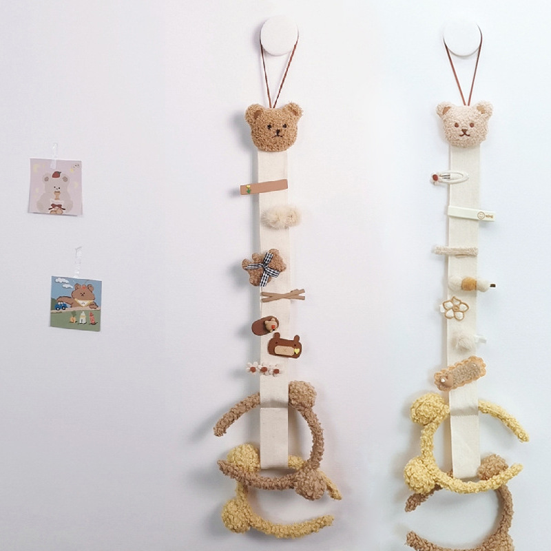 Korean Style ins Style Bear Children's Hairpin Storage Belt Baby Hair Accessories Hairpin Hairband Finishing Lanyard Wall Hanging Accessories