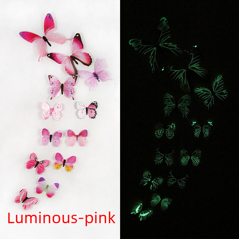 New product simulation luminous butterfly pvc self-luminous butterfly children's room living room home decoration butterfly 023