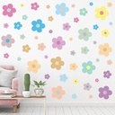 Ins Style Plant Flower Bedroom Living Room Decorative Wall Sticker PVC Self-adhesive Little Daisy Bohemian Children's Room Sticker