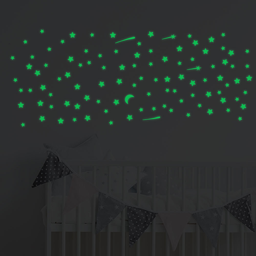 Polka dot luminous stickers 104 407 round luminous moon removable bedroom bedside children's room decorative wall YG627