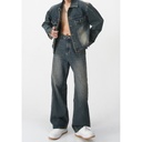 MTLCLOTHES Men's | Spring New Casual Denim Pants Jacket Set Korean Vintage