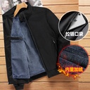 Velvet and Cotton Jacket Winter New Style Stand Collar Large Size Dad's Thickened Jacket Men's Warm Velvet Jacket