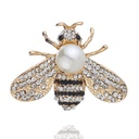Korean-style diamond-encrusted bee brooch high-end cartoon insect pearl pin clothing corsage accessories silk towel buckle dual-use