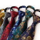 Factory spot supply Hot 8cm paisley polyester men's zipper tie easy to pull tie