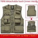 Men's Casual Vest Outdoor Multi-Pocket Photography Fishing Vest Advertising Large Size Vest Men's Processing Printed 7898