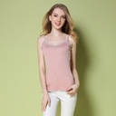 Spring Silk Base Shirt Silk Thread Stretch Slim-fit V-neck Lace Trim Top Women's Top