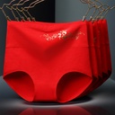 This year's red underwear gilded printed red high waist underwear festive red koi printed underwear wholesale