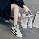 High-top White Shoes Women's Genuine Leather Spring Velvet Women's Shoes Cowhide Casual Sports Couple's Flat Sneakers
