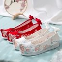 Shadows increased 3cm bow shoes a generation of new antique lace-up shoes embroidered shoes Hanfu shoes
