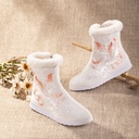 White Fox Embroidered Cotton Boots Single Boots Embroidered Boots Ethnic Style Embroidered Cloth Boots Women's Short Boots Old Beijing Embroidered Boots Women