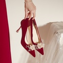 C888-105 Red Wedding Shoes Bridal Shoes Women's Spring New High-heeled Shoes Xiuhe Master Wedding Dress Not Tired