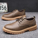 Autumn and Winter Leather Shoes Men's Trendy Casual Workwear Shoes Ox Tendon British Youth Vintage Men's Shoes