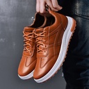 Leather Shoes Men's Single Cotton Same Style 2024 Comfortable Soft Bottom Soft Surface Casual Shoes PU Solid Color Sports Shoes Korean Style Fashion Men's Shoes