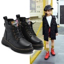 Girls' Martin Boots Autumn and Winter New Style Middle and Large Children's Single Boots Fashionable Casual Fleece-Lined Thickened Boys Cotton Boots