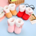 Cute Princess Baby Shoes Soft Bottom Winter 0-12 Months Baby Toddler Men's and Women's Fleece Cotton Socks Shoes