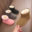 Children's snow boots for boys and girls Winter slip-on short boots suede cotton-padded shoes fleece-lined warm shoes for middle and big children