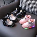 Light-up Snow Boots Women 1-6 Years Old 3 Boys Velvet Padded Cotton Shoes Toddler Shoes Baby Soft-soled Toddler Shoes Tide
