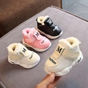 Winter Women's Baby Cotton Shoes Children's Fleece-lined Thickened Soft Bottom Leather Toddler Shoes Fashion New Children's Sneakers