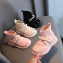 Winter two cotton Girls Fashion Princess small leather shoes children velvet patent leather big toe shoes dance shoes fly woven leather shoes