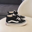Baby Toddler Shoes Children's High Canvas Shoes Boys' Board Shoes Black and White Plaid Kindergarten Indoor Shoes