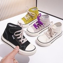 Children's High-top Magic Sticker Canvas Shoes 2024 Spring New Arrival Korean Style Sneakers for Boys and Girls