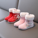 Hanfu shoes girls' embroidered shoes short boots Chinese style embroidered shoes ethnic style fleece-lined children's Year clothes shoes Year shoes
