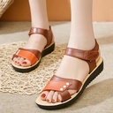Summer Velcro high-end Brown small fragrant wind simple round head spot women's sandals wholesale