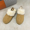 Mao Mao Slippers Women's Outer Wear New Fur One-piece Thick-soled Snow Boots Covered Toe Half Slipper Cotton Shoes Large Size