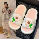 Rose Slippers Women's Outdoor Wear Summer New Student Thick Bottom Non-slip Cute Cartoon One-word Sandals