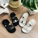 fashion platform 5cm double strap black and white biscuit bear sandals women's slip-on sandals