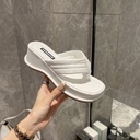 Toe sandals women's summer wear 2024 new square toe flip-flops wedge heel platform sandals women's wholesale