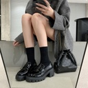 Spot Su Yinyin with Downton Abbey SW round head leather muffin thick bottom increased loafers women's small leather shoes