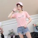 Summer selection of new short sleeve T-shirt women's pullover students loose 7 color 3D love letter tide