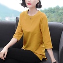 Spring and Summer Clothes Korean New Short-sleeved T-shirt Women's Seven-sleeved Top Base Shirt Long-sleeved Mother's Loose Large Size Women