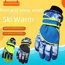 Children's Five-Finger Outdoor Sports Cold-proof Warm Velcro Gloves Spot Children's Five-Finger Ski Gloves for 5-8 Years Old