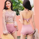 Split Swimsuit Women's New Super Fairy Small Chest ins Three-Piece Set Hot Spring Conservative Belly-Covering Slimming Long-Sleeved Blouse Swimsuit